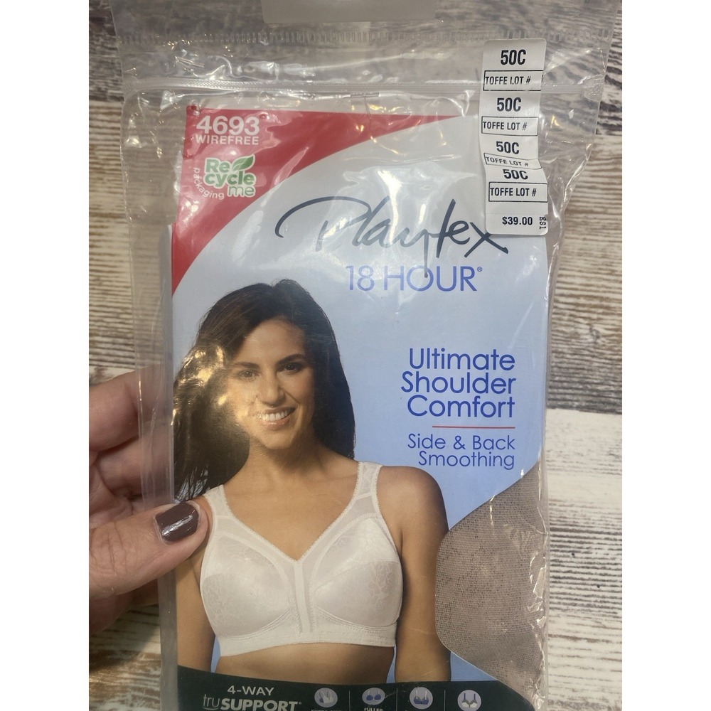 Playtex 18 Hour Ultimate Shoulder Comfort Wireless Bra Toffee Beige 50C 4693
